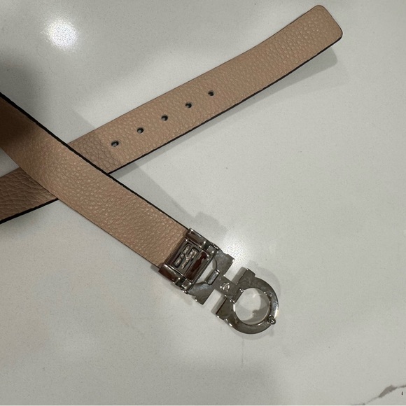 Salvatore Ferragamo Reversible Leather Belt with Silver Double-Gancini Buckle